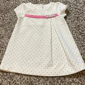 Janie & Jack Baby Girl Shift Dress With Dots & Ribbon Detailing